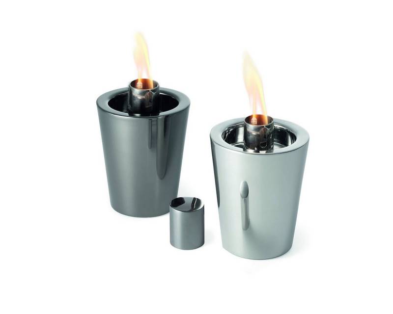 Philippi Design Tischfeuer Tarcia Tischfackel Edelstahl poliert Schwarz, Edelstahl vernickelt von Philippi Design