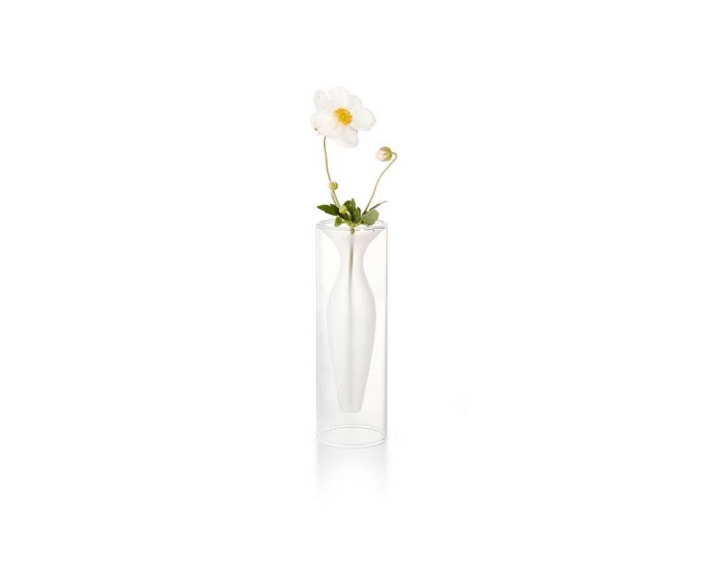 Philippi Design Tischvase Esmeralda Vase XS, Aussen: transparentes Glas - Innen: mundgeblasene satinierte Glasröhre von Philippi Design