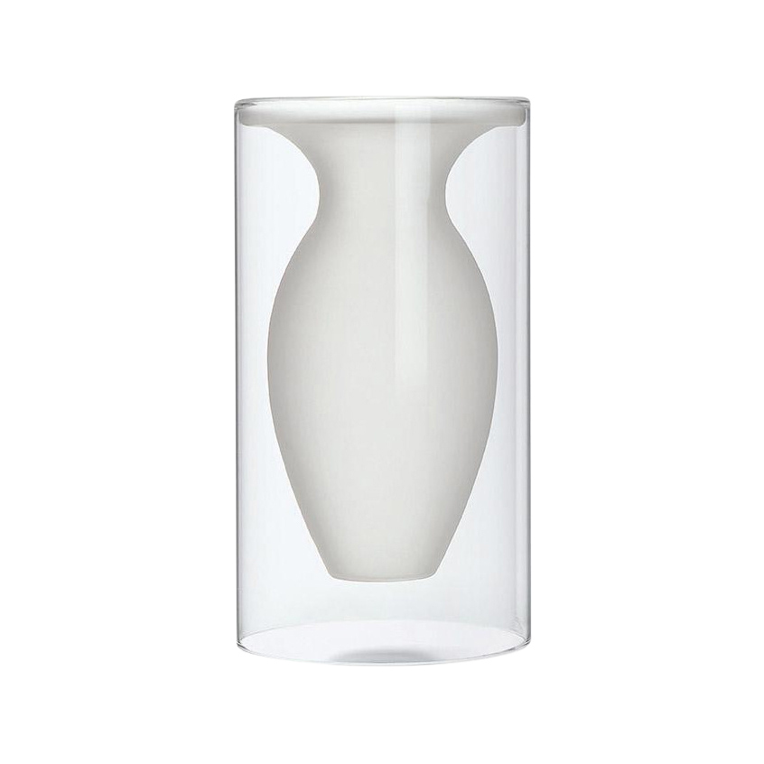Philippi - Esmeralda Vase M - weiß, transparent/satiniert, transparent/H x Ø 24x13cm von Philippi