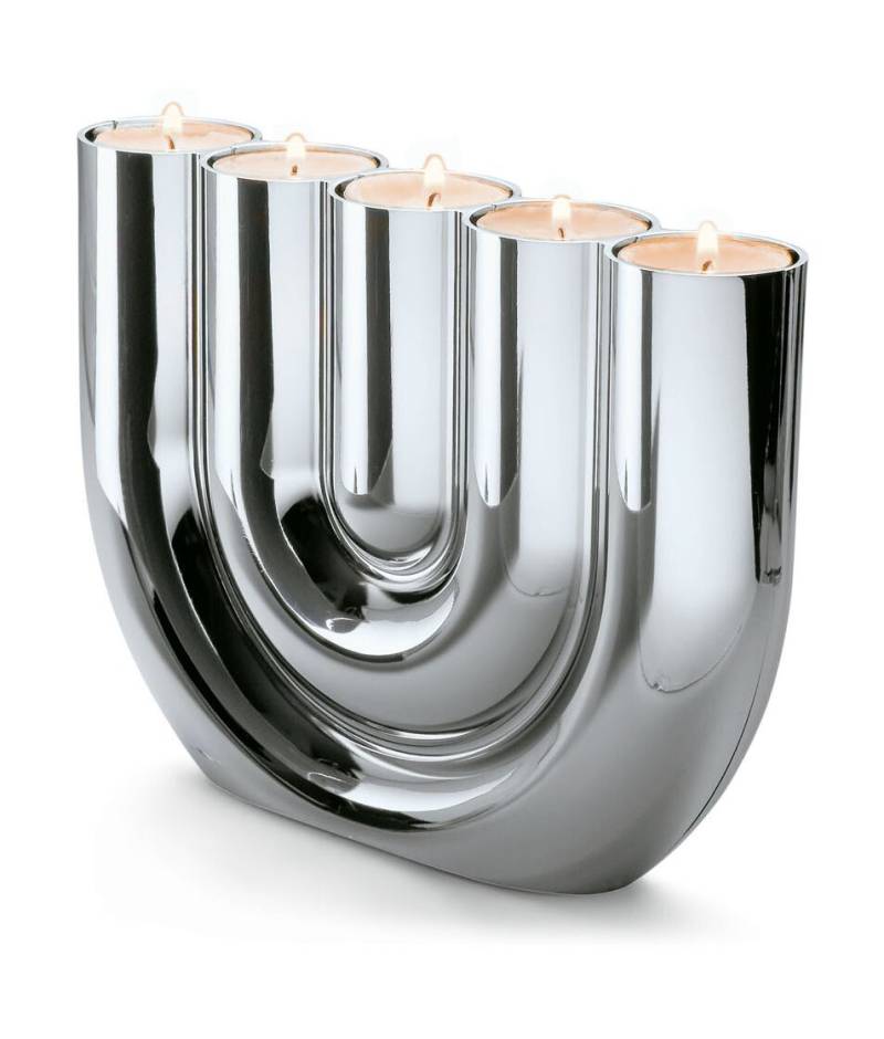 Teelichthalter Double U 22 cm chrom von Philippi
