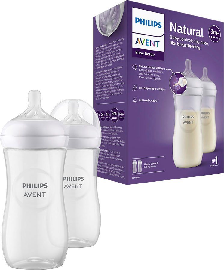 Philips AVENT Babyflasche Natural Response SCY906/02, 2 Stück, 330ml, ab dem 3. Monat Philips AVENT Babyflasche Natural Response SCY906/02, 2 Stück, 330ml, ab dem 3. Monat von Philips AVENT