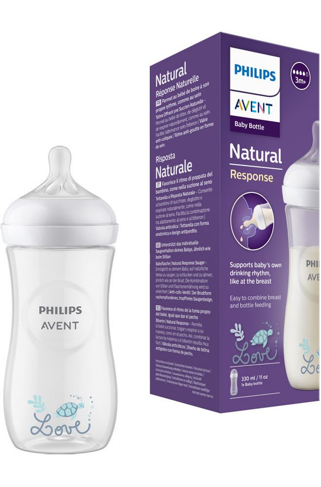 Philips AVENT Babyflasche Natural Response SCY906/11, 330 ml, ab dem 3. Monat von Philips AVENT