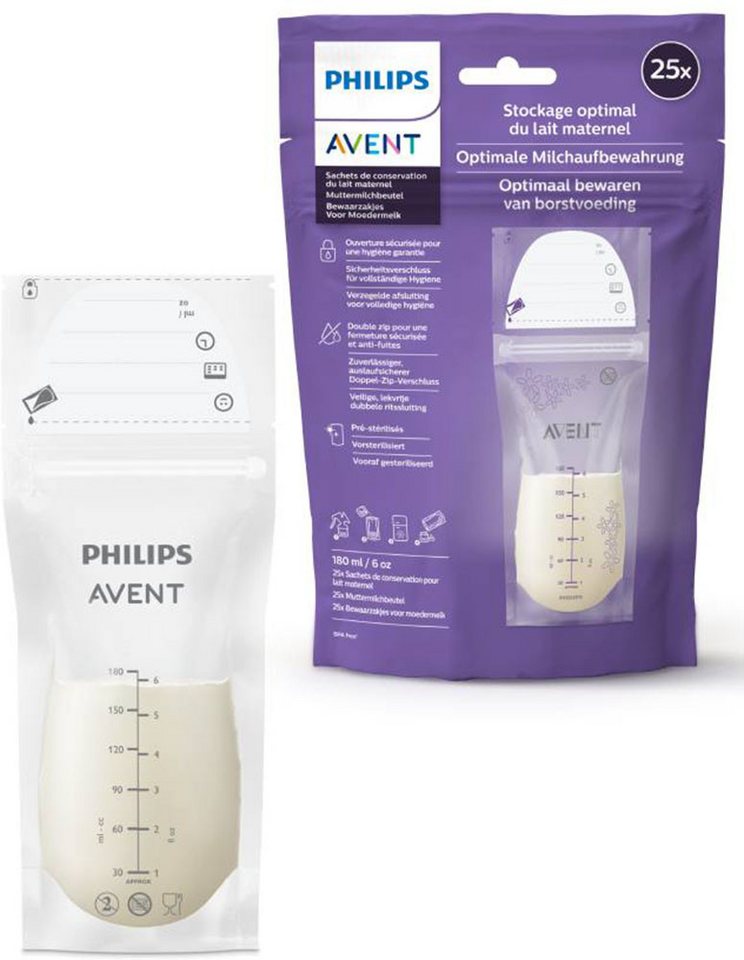 Philips AVENT Muttermilchbeutel SCF603/25, vorsterilisiert, mit sicherem, doppeltem Zip-Verschluss von Philips AVENT