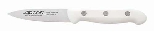 Arcos Schälmesser aus Nitrum Edelstahl 80 mm - Ergonomischer Griff aus Polypropylen, Ideal für Schälen von Obst und Gemüse - Weiß, Serie Artika von Arcos