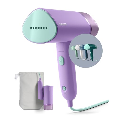 Philips 3000-Serie Tragbarer Dampfglätter - 1000 W, Dampfleistung 20 g/min, 100ml Wassertank, Kein Bügelbrett erforderlich, Inklusive Aufbewahrungstasche, 630g geringes Gewicht, Lila (STH3010/30) von Versuni