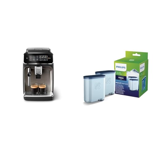 Philips 3300 Series Vollautomatische Espressomaschine - 5 Getränke & Wasserfilter für Espressomaschine, Kein Entkalken bis 5000 Tassen, Doppelpack von Philips Domestic Appliances