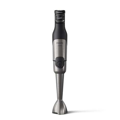 Philips 5000-Serie Stabmixer - 1200W Leistung. ProMix-Technologie. LED-Geschwindigkeitsanzeiger. Stufenlose Geschwindigkeitseinstellung. Kompaktes Design. Leicht zu reinigen. Schwarz (HR2681/00) von Philips Domestic Appliances