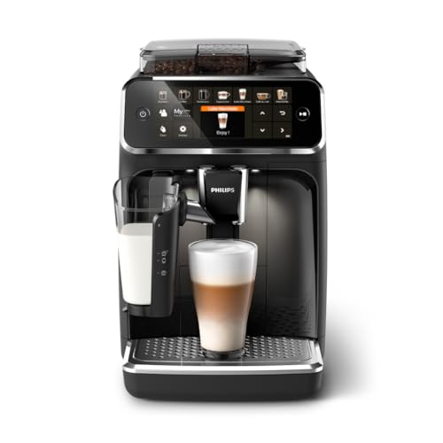 Philips Series 5400 Kaffeevollautomat – LatteGo Milchsystem, 12 Kaffeespezialitäten, Intuitives Display, 4 Benutzerprofile, Schwarz (EP5441/50) von Philips Domestic Appliances