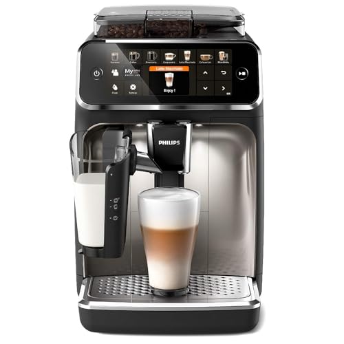Philips Series 5400 Kaffeevollautomat – LatteGo Milchsystem, 12 Kaffeespezialitäten, Intuitives Display, 4 Benutzerprofile, Chrom (EP5447/90) von Philips Domestic Appliances