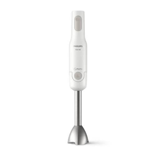 Philips Daily Collection ProMix Stabmixer, Intuitiv Einfach, Leistungsstark, 650 W, Ergonomisches Design, Spritzschutz für Messereinheit, Kunststoff/Metall (HR2534/00) von Philips Domestic Appliances