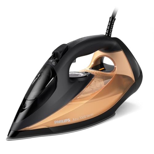 Philips Series 7000 Dampfbügeleisen – 2800 W, konstante Dampfleistung 50 g/min, Dampfstoß 250 g, Vertikaldampf, SteamGlide Elite Bügelsohle, Schwarz/Gold (DST7040/80) von Philips Domestic Appliances