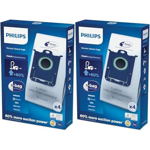 Philips Domestic Appliances FC8021/03 Einweg-Staubbeutel S-Bag Classic Long Performance - White, 4 Stück (Packung mit 2) von Philips Domestic Appliances