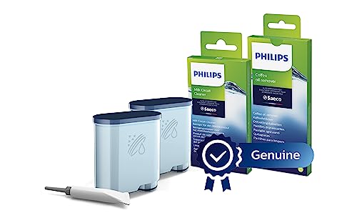 Philips Wartungskit wie CA6707/00 - Pflegeset für optimalen Schutz, 2 AquaClean Filter & Schmierfett, 6 Milchreiniger, 6 Fettlöser, Mehrfarbig (CA6707/10) von Philips Domestic Appliances