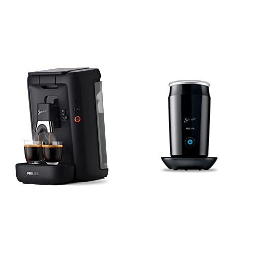 Philips Domestic Appliances Senseo Maestro Kaffeepadmaschine, 1,2 Liter Wasserbehälter, (CSA260/60) & Philips SENSEO® Milk Twister – Milchaufschäumer, 500 Watt, 0.12 Liter, ‎schwarz (CA6500/60) von Philips Domestic Appliances