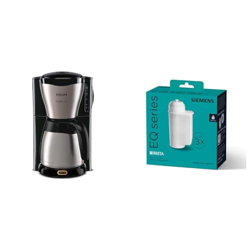 Philips Filterkaffeemaschine – 1.2-Liter-Thermoskanne, bis zu 15 Tassen & Siemens BRITA Intenza Wasserfilter TZ70033A,verringert den Kalkgehalt des Wassers von Philips Domestic Appliances