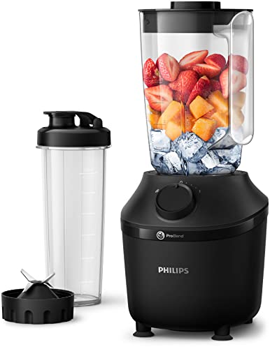 Philips Standmixer und Smoothie Maker – 450W, 1.9-Liter-Behälter, HomeID-App, 1 Geschwindigkeitsstufe + Impulsfunktion, ProBlend, Ice-Crush-Funktion und mobile Trinkflasche (HR2041/41) von Philips Domestic Appliances