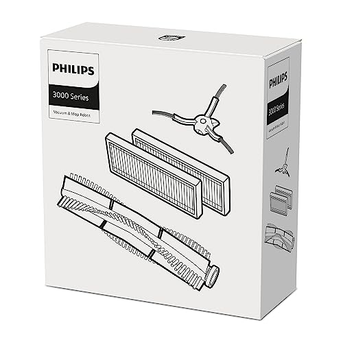 Philips Homerun Staubsauger- und Mopproboter 3000 Original-Ersatzkit. 2X EPA11-Filter, 1x Hauptbürste & 1x Seitenbürste. Für: XU3100/01, XU3110/02, XU3000/01, XU3000/02. (XV1433/00) von Philips Domestic Appliances