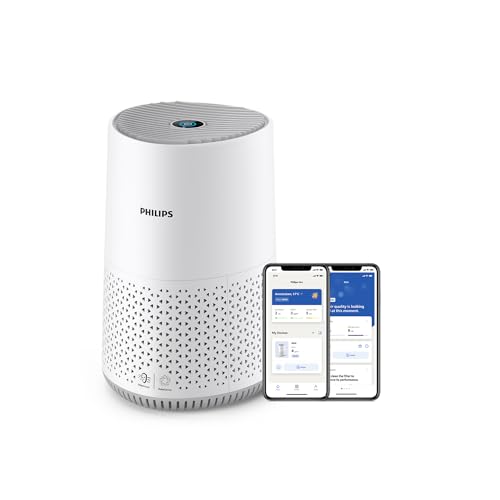 Philips Luftreiniger 600-Serie, energieeffizient mit Smart Sensor, Für Allergiker, HEPA-Filter entfernt 99,97% der Schadstoffe, Deckt bis zu 44 m2 ab, App-Steuerung, Weiß (AC0651/10) von Philips Domestic Appliances