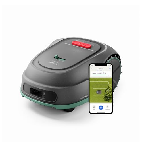 Philips Rasenmähroboter 3000 Serie - Cross-Mowing, GPS-Kartierung, Intelligentes Mähen, schnelleres Mähen, Hangtauglichkeit, Homerun-App, Regensensor-Technologie, Kalkstein Grau (RSL3000/10) von Philips Domestic Appliances