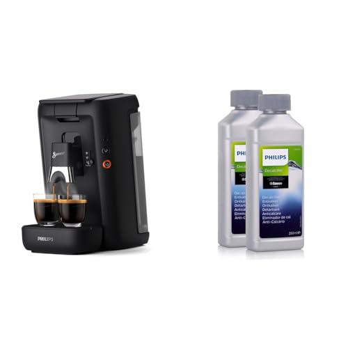 Philips Senseo Maestro Kaffeepadmaschine mit Kaffeestärkewahl und Memo-Funktion & Philips Universal Flüssig-Entkalker für Kaffeevollautomaten, Vorteilspack, 0.5 Liter, 6 x 6 x 16 cm, Grau von Philips Domestic Appliances