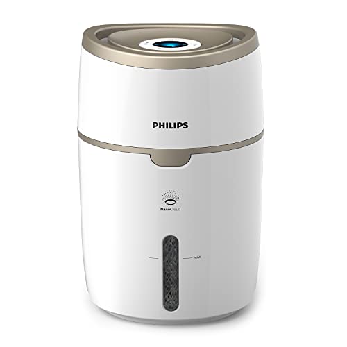 Philips Series 2000 Luftbefeuchter – für Räume bis 44 m², NanoCloud-Technologie, 2 Geschwindigkeitsstufen, Sleep-Modus, 4-Liter-Tank (HU4816/10) von Philips Domestic Appliances