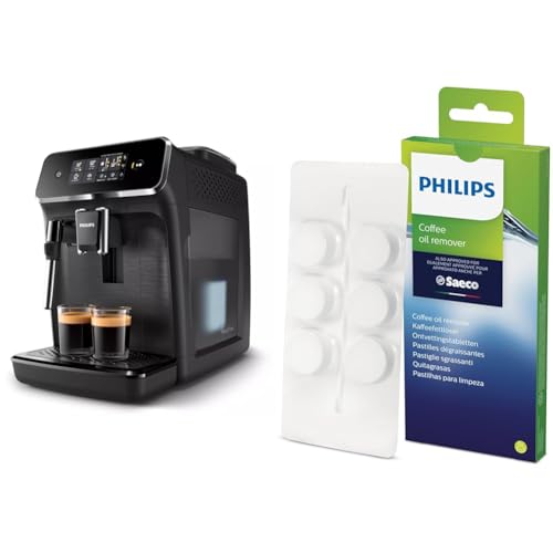 Philips Series 2200 Kaffeevollautomat – Klassischer Milchaufschäumer & CA6704/10 Kaffeefettlöse-Tabletten für Kaffeevollautomaten, Weiß, Einheitsgröße von Philips Domestic Appliances