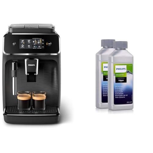 Philips Series 2200 Vollautomatische Espressomaschine mit klassischem Milchaufschäumer & Philips Universal Flüssig-Entkalker für Kaffeevollautomaten, Vorteilspack, 0.5 Liter, 6 x 6 x 16 cm, Grau von Philips Domestic Appliances