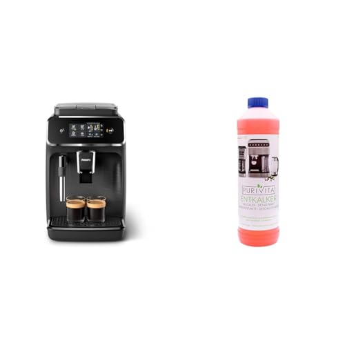 Philips Series 2200 Vollautomatische Espressomaschine mit klassischem Milchaufschäumer & Purivita - Universal Entkalker 750 ml für Kaffeevollautomaten - Für alle bekannten Marken geeignet, 1 Flasche von Philips Domestic Appliances