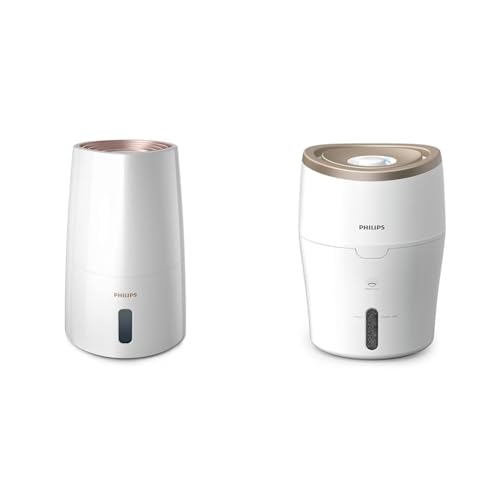 Philips Luftbefeuchter - NanoCloud-Technologie, 2-3 Geschwindigkeitsstufen, 2-3 Liter-Tank, Weiß, Automatisch, Kunststoff, für Schlafzimmer/Kinderzimmer, bis 38-45 m² von Philips