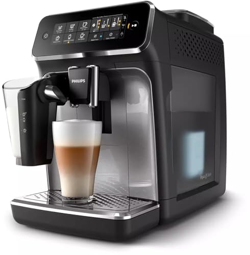 Philips Series 3200 Kaffeevollautomat – LatteGo Milchsystem, 5 Kaffeespezialitäten, Intuitives Touchdisplay, Silber (EP3246/70) von Philips Domestic Appliances