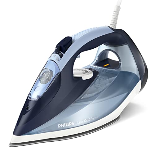 Philips Azur 7000 Serie Dampfbügeleisen - 2800 W, 50 g/min Dauerdampf, 250 g Dampfstoß, Vertikaldampf, SteamGlide Plus-Sohle, Louros/Baumwollblau (DST7020/20) von Philips Domestic Appliances