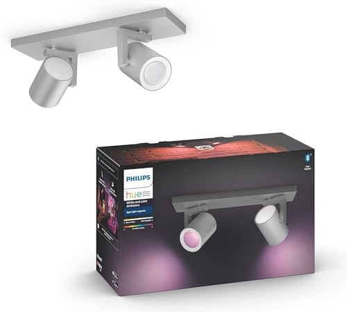 Philips Hue White & Col. Amb. LED 2-er Spot Argenta, aluminium, dimmbar, 16 Mio. Farben, steuerbar via App, kompatibel mit Amazon Alexa (Echo, Echo Dot) Philips Hue White & Col. Amb. LED 2-er Spot Argenta, aluminium, dimmbar, 16 Mio. Farben, steuerbar via App, kompatibel mit Amazon Alexa (Echo, Echo Dot) von Philips Hue