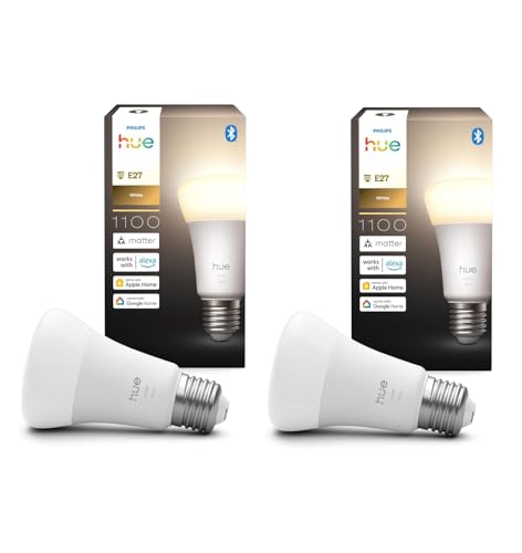Philips Hue Bundle – 2 x weiße 1100 A60 E27 Smart-Leuchtmittel, dimmbare LED, intelligente Beleuchtung, App- und Sprachsteuerung, funktioniert mit Alexa, Google Home und Apple HomeKit Philips Hue Bundle – 2 x weiße 1100 A60 E27 Smart-Leuchtmittel, dimmbare LED, intelligente Beleuchtung, App- und Sprachsteuerung, funktioniert mit Alexa, Google Home und Apple HomeKit von Philips Hue