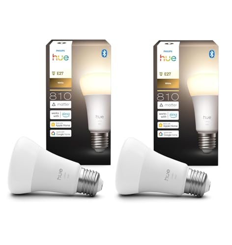 Philips Hue Bundle – 2 x weiße 810 A60 E27 Smart-Leuchtmittel, dimmbare LED, intelligente Beleuchtung, App- und Sprachsteuerung, funktioniert mit Alexa, Google Home & Apple HomeKit Philips Hue Bundle – 2 x weiße 810 A60 E27 Smart-Leuchtmittel, dimmbare LED, intelligente Beleuchtung, App- und Sprachsteuerung, funktioniert mit Alexa, Google Home & Apple HomeKit von Philips Hue