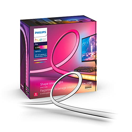 Philips Hue Color & White Ambience Play Gradient, PC Lightstrip für 3 x 24/27”, dimmbar, 16 Mio. Farben, steuerbar via App, kompatibel mit Amazon Alexa, Apple HomeKit & Google Assistant von Philips Hue