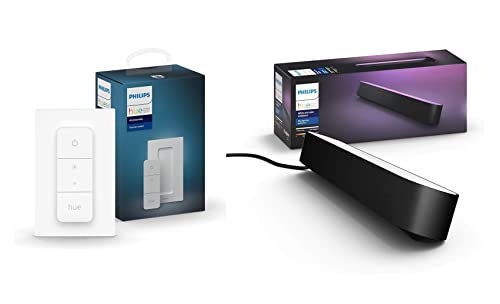 Philips Hue Dimmschalter | Zubehör für Ihr System | kabelloses Dimmen ohne Installation + Lightbar Play Pack Erweiterung x1 – Schwarz von Philips Hue