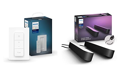 Philips Hue Dimmschalter | Zubehör für Ihr System | kabelloses Dimmen ohne Installation + White and Color Ambiance Play Lightbar 2-er Pack, schwarz Philips Hue Dimmschalter | Zubehör für Ihr System | kabelloses Dimmen ohne Installation + White and Color Ambiance Play Lightbar 2-er Pack, schwarz von Philips Hue