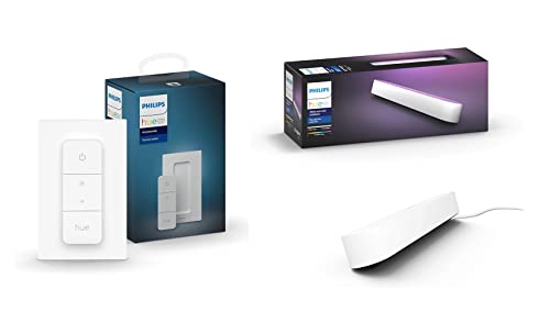 Philips Hue Dimmschalter Zubehör für Ihr System kabelloses Dimmen ohne Installation + White and Color Ambiance Play Lightbar Erweiterung, weiß von Philips Hue