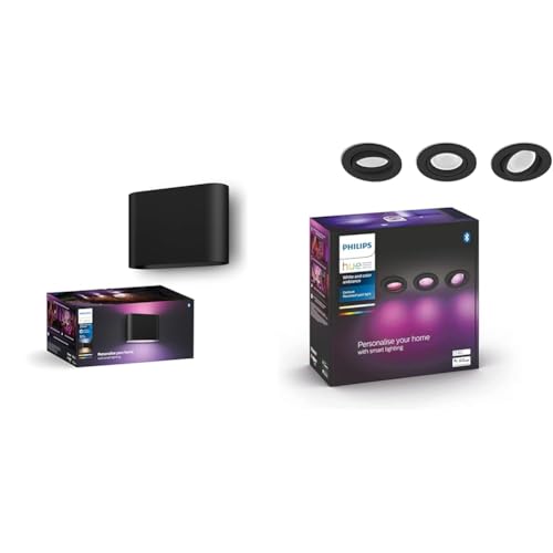 Philips Hue Dymera Smarte Wandleuchte innen & außen | Weißes & farbiges Licht & White & Color Ambiance Centura runde Einbauspots 3-er Pack (1.050 lm) von Philips Hue