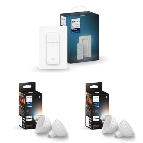 Philips Hue Erweiterungspaket - GU5.3 - mit 4 Spots (MR16) - 12V - Warm- bis Kaltweißes Licht - Inkl. 1 Hue Dimmschalter - Hue White Ambiance von Philips Hue