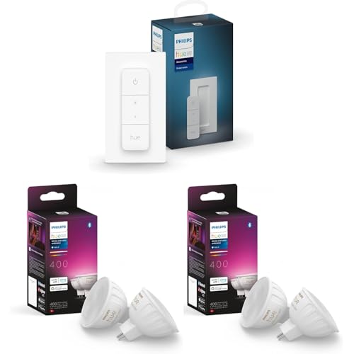 Philips Hue Erweiterungspaket - GU5.3 - mit 4 Spots (MR16) - 12V - Weißes und Farbiges Licht - Inkl. 1 Hue Dimmschalter - Hue White and Color Ambiance von Philips Hue