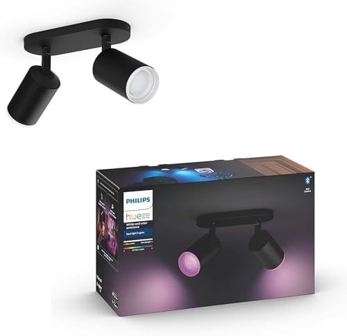 Philips Hue White & Color Ambiance Fugato Spot 2 flg. schwarz 2x350lm, dimmbar, 16 Mio. Farben, steuerbar via App, kompatibel mit Amazon Alexa (Echo, Echo Dot) von Philips Hue