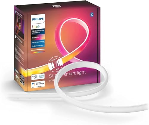Philips Hue White & Color Ambiance Gradient Lightstrip Erweiterung (1 m), dimmbarer LED Streifen für das Hue Lichtsystem mit 16 Mio. Farben, Farbverläufen, smarte Lichtsteuerung über Sprache oder App von Philips Hue