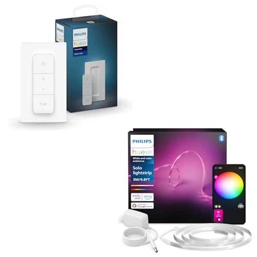 Philips Hue Indoor 3m Smart LED Solo Lightstrip Basis-Set, 1er-Pack Dimmschalter Steuerung mit der Hue App, Funktioniert mit Alexa, Google Assistant und Apple HomeKit Philips Hue Indoor 3m Smart LED Solo Lightstrip Basis-Set, 1er-Pack Dimmschalter Steuerung mit der Hue App, Funktioniert mit Alexa, Google Assistant und Apple HomeKit von Philips Hue