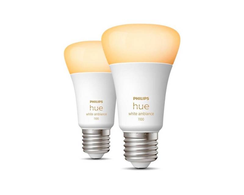 Philips Hue LED-Leuchtmittel E27 LED Leuchtmittel Doppelpack 800lm, E27, Warmweiß von Philips Hue
