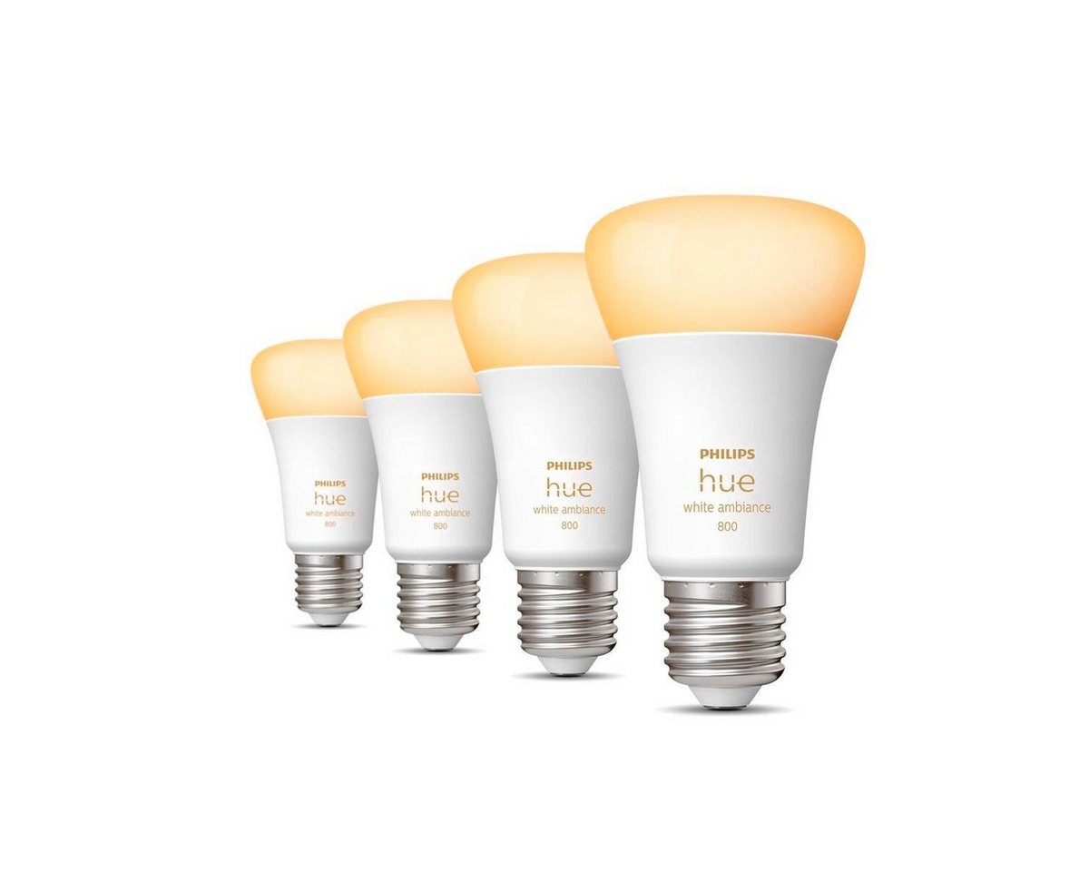 Philips Hue LED-Leuchtmittel E27 LED Leuchtmittel Viererpack 570lm, E27, Neutralweiß, Warmweiß Philips Hue LED-Leuchtmittel E27 LED Leuchtmittel Viererpack 570lm, E27, Neutralweiß, Warmweiß von Philips Hue
