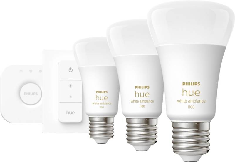 Philips Hue LED Leuchtmittel Starter-Set White Ambiance E27 8 W Bridge von Philips Hue