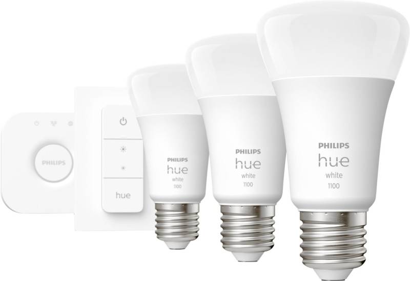 Philips Hue LED Leuchtmittel Starter-Set White warmweiß E27 9,5 W Bridge von Philips Hue