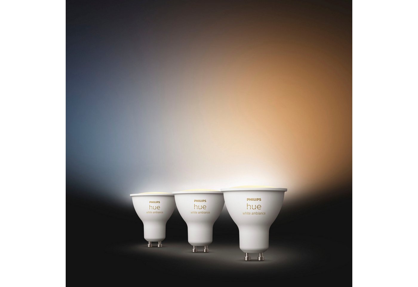 Philips Hue LED-Leuchtmittel White Ambiance 400lm, GU10, 3 St., Farbwechsler von Philips Hue