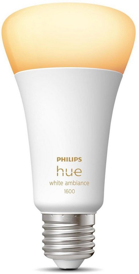 Philips Hue LED-Leuchtmittel White Ambiance E27 Einzelpack 1100lm 100W, E27, 1 St., Warmweiß, CCT-Farbtemperatursteuerung - warmweiß bis tageslichtweiß Philips Hue LED-Leuchtmittel White Ambiance E27 Einzelpack 1100lm 100W, E27, 1 St., Warmweiß, CCT-Farbtemperatursteuerung - warmweiß bis tageslichtweiß von Philips Hue